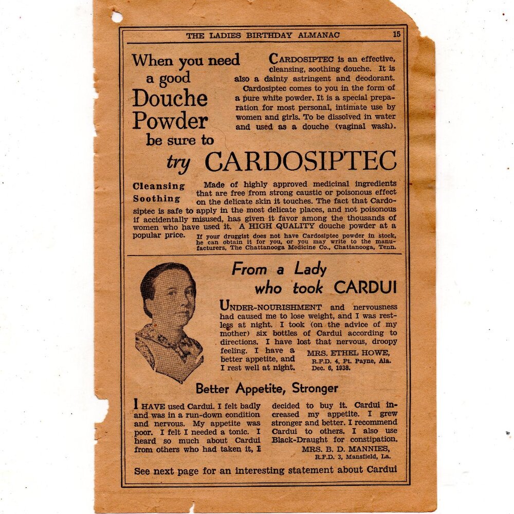 Vintage 1940s Magazine Display Ad For Personal Hygiene Products